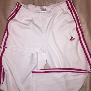 Adidas White & Magenta Track Pants